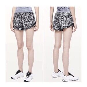 Lululemon 4 Tall Long 4” Hotty Hot Short II Night Garden Ice Grey Black /Black